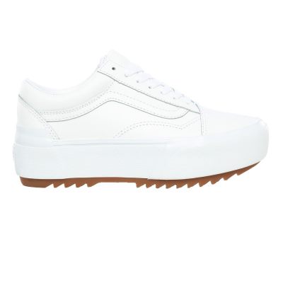 Vans Leather Old Skool Stacked - Kadın Platform Ayakkabı (Beyaz)